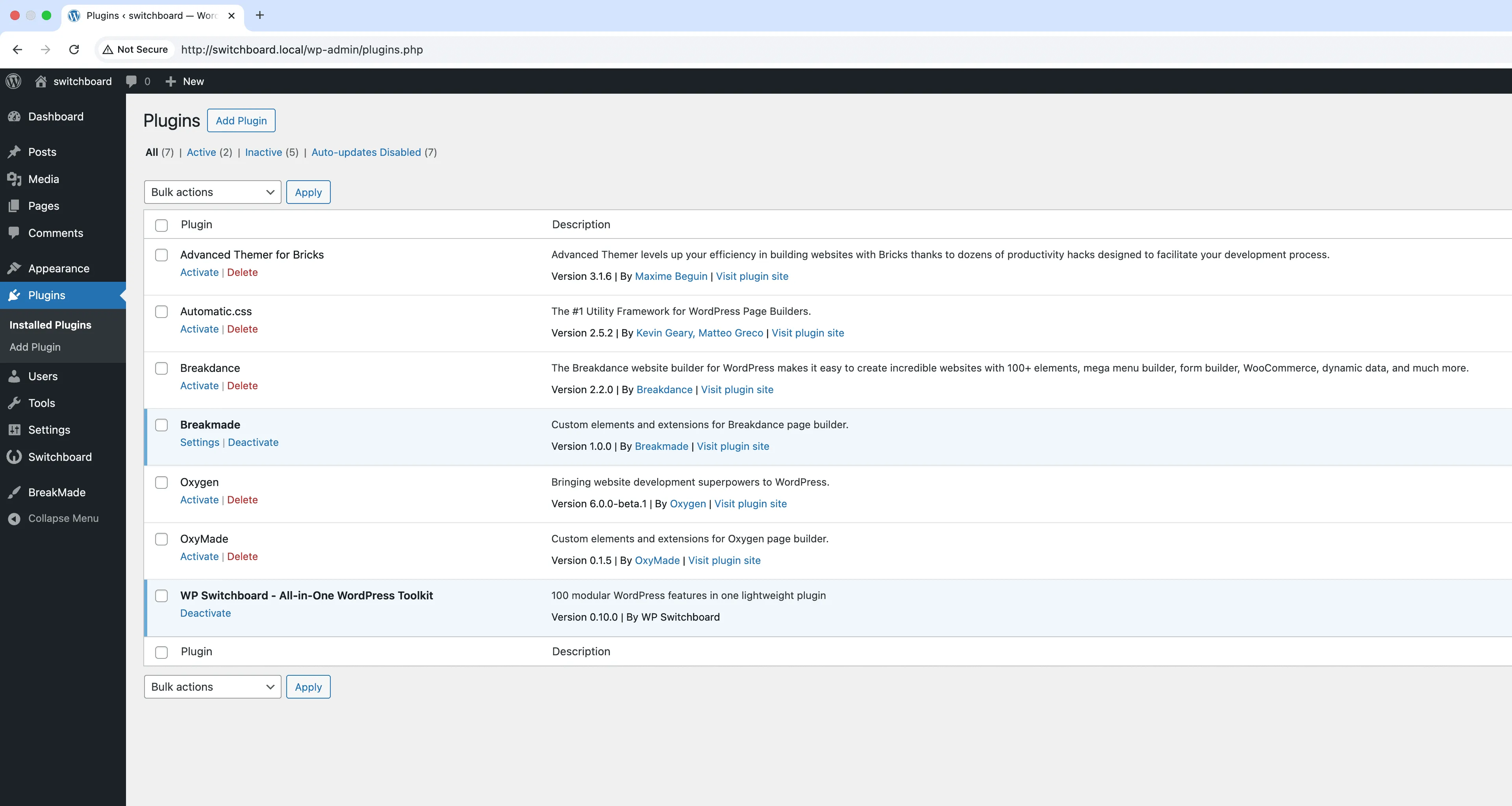 Before - Display Active Plugins First module