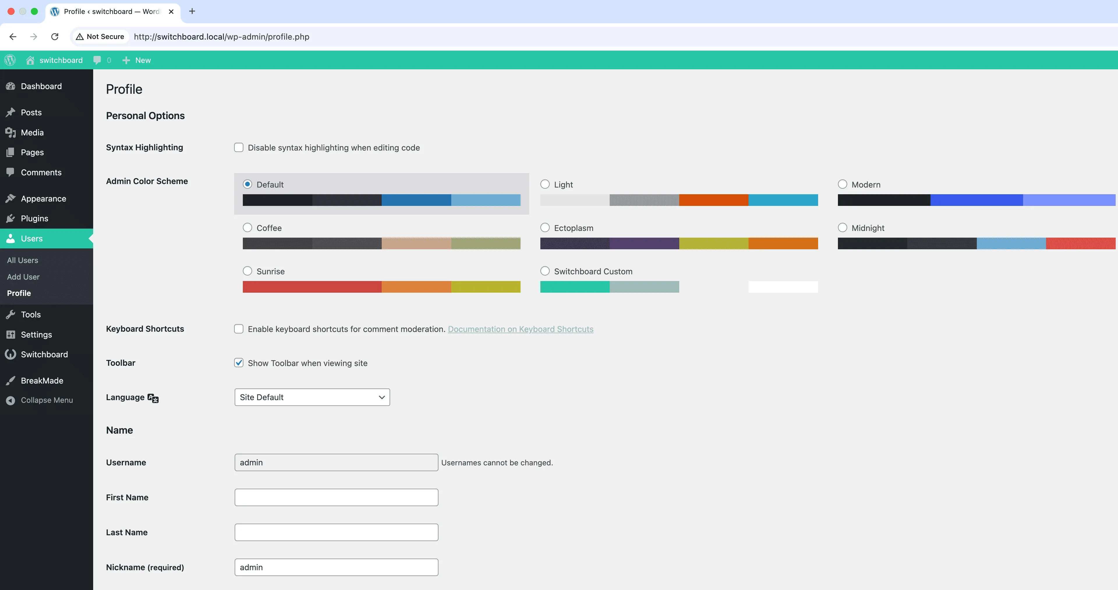 After - Admin Color Schemes module