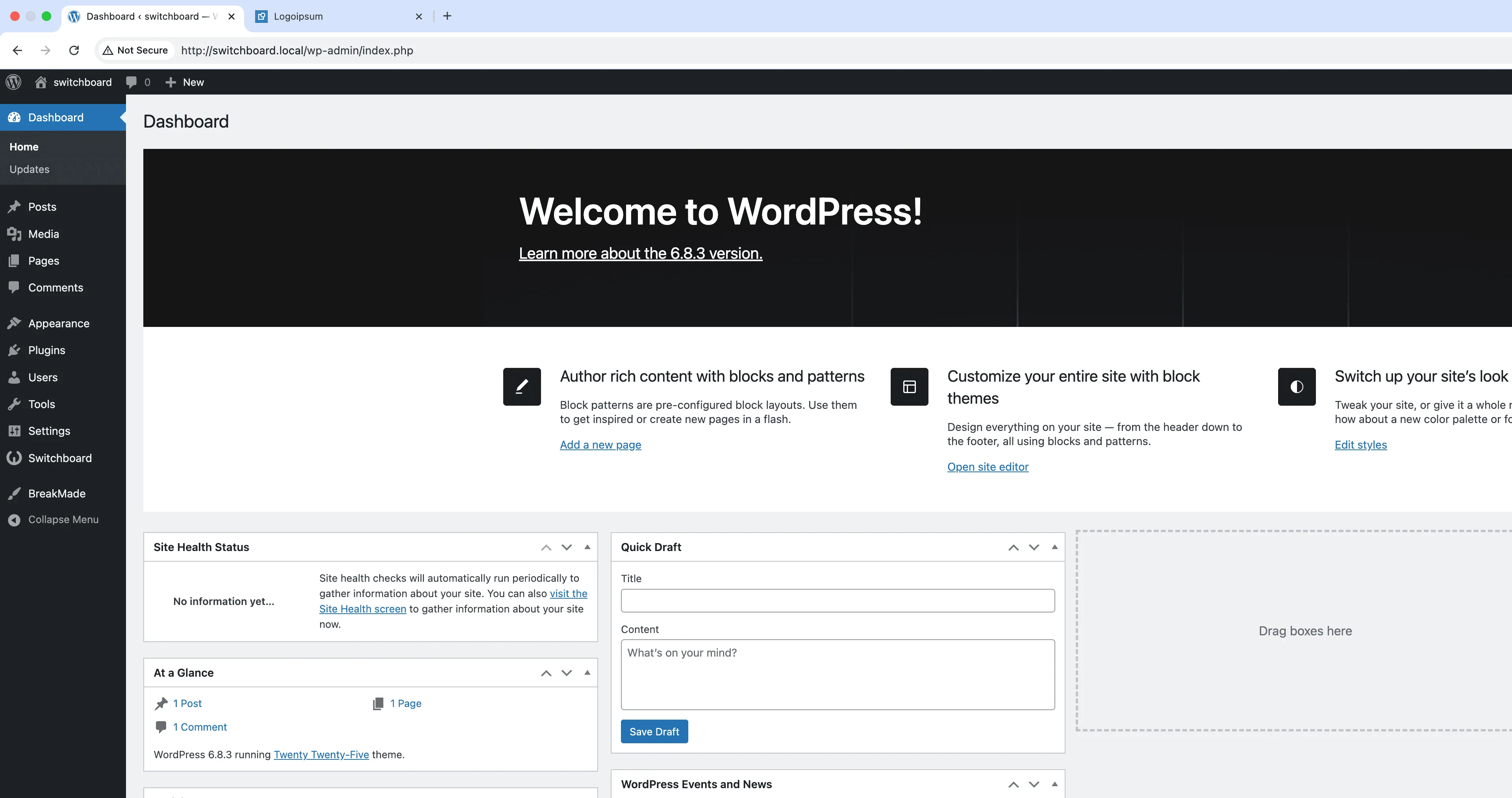 Before - Admin Logo Customizer module