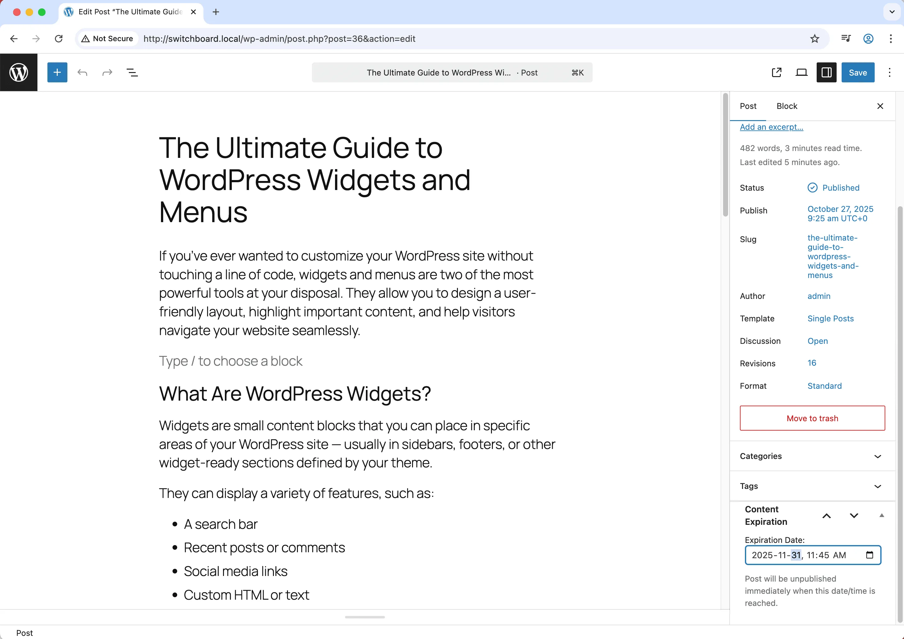 After 2 - Content Expiration module