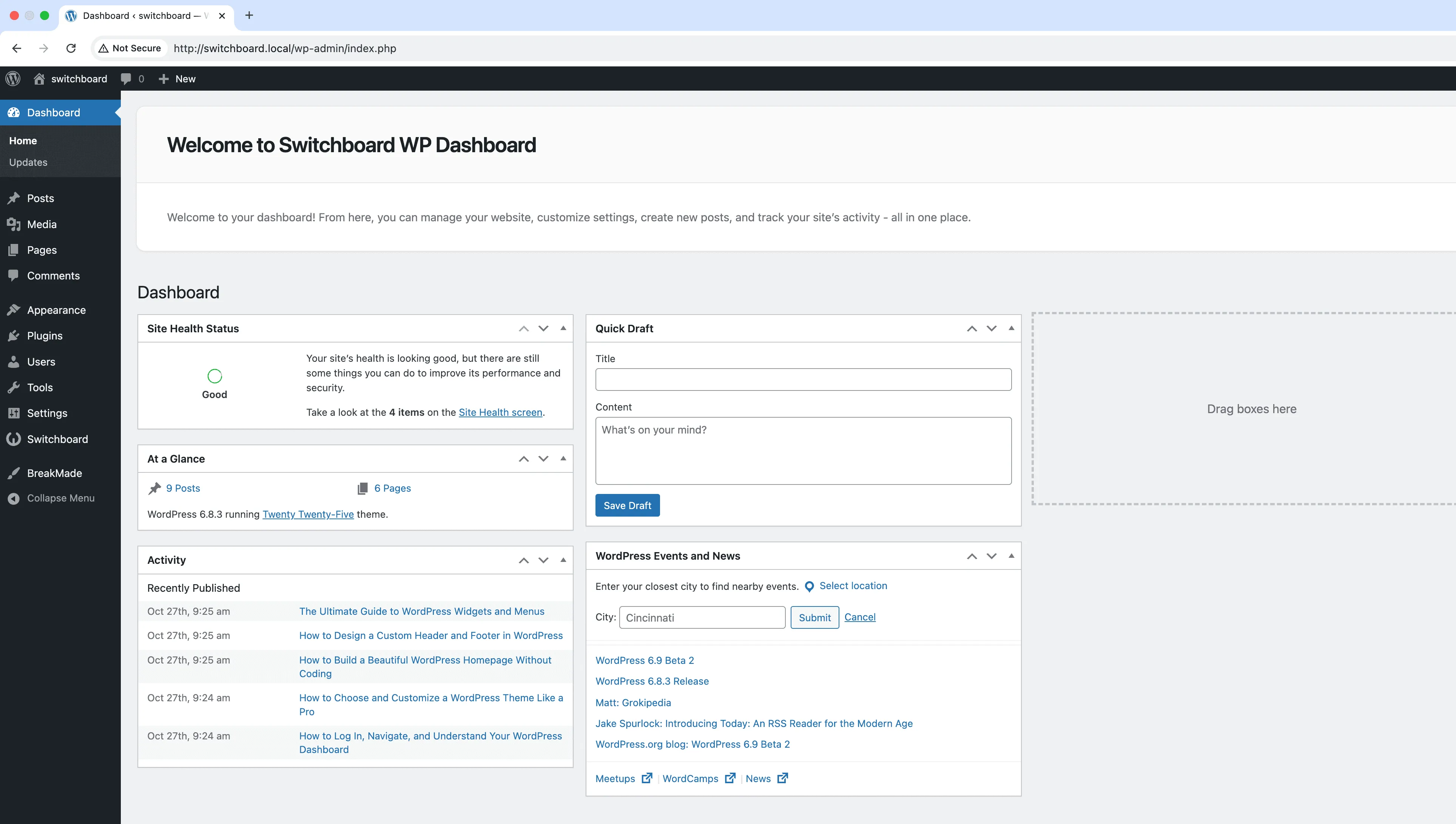 After - Custom Dashboard Welcome Panel module