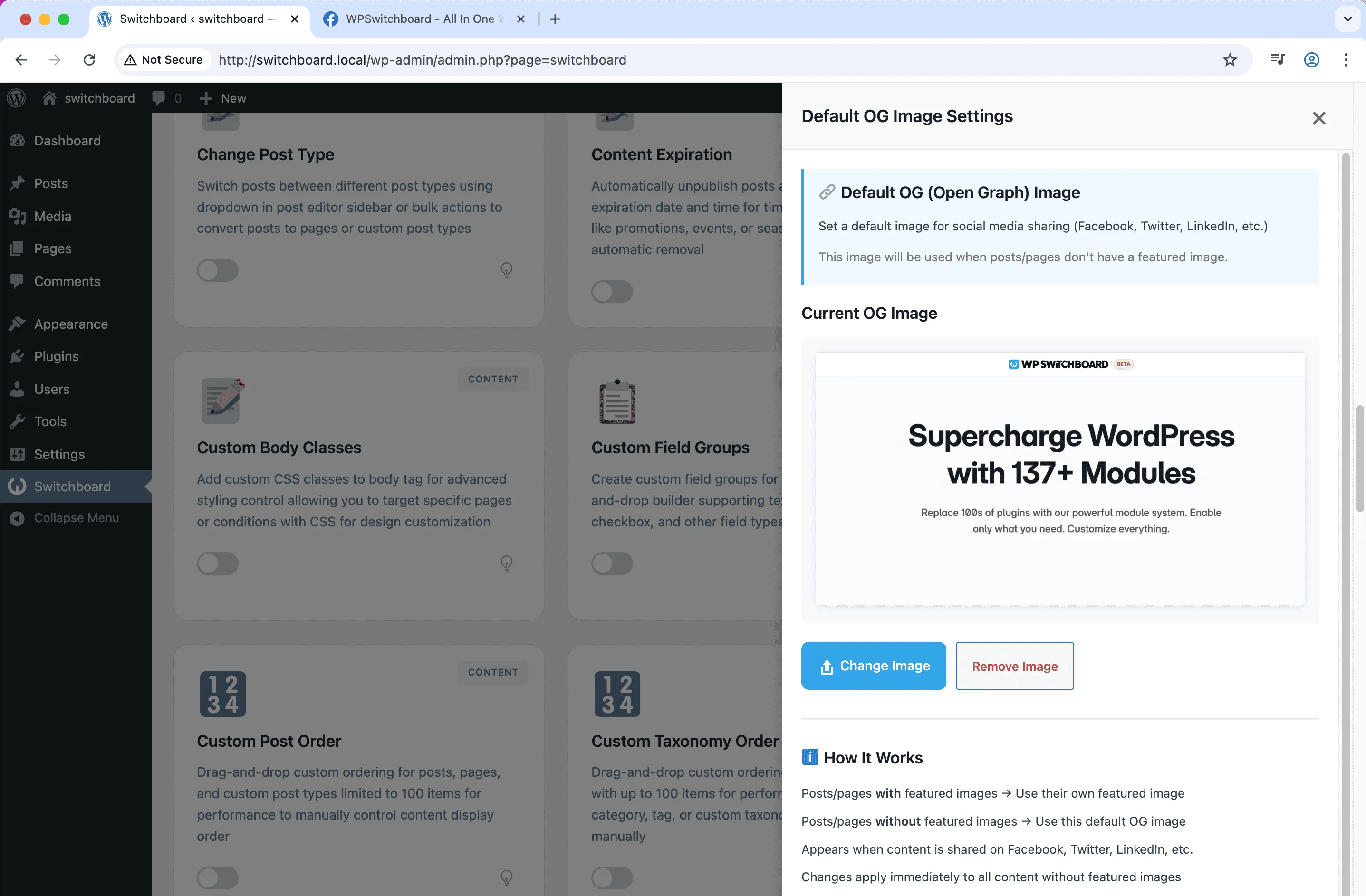 Settings - Default OG Image module