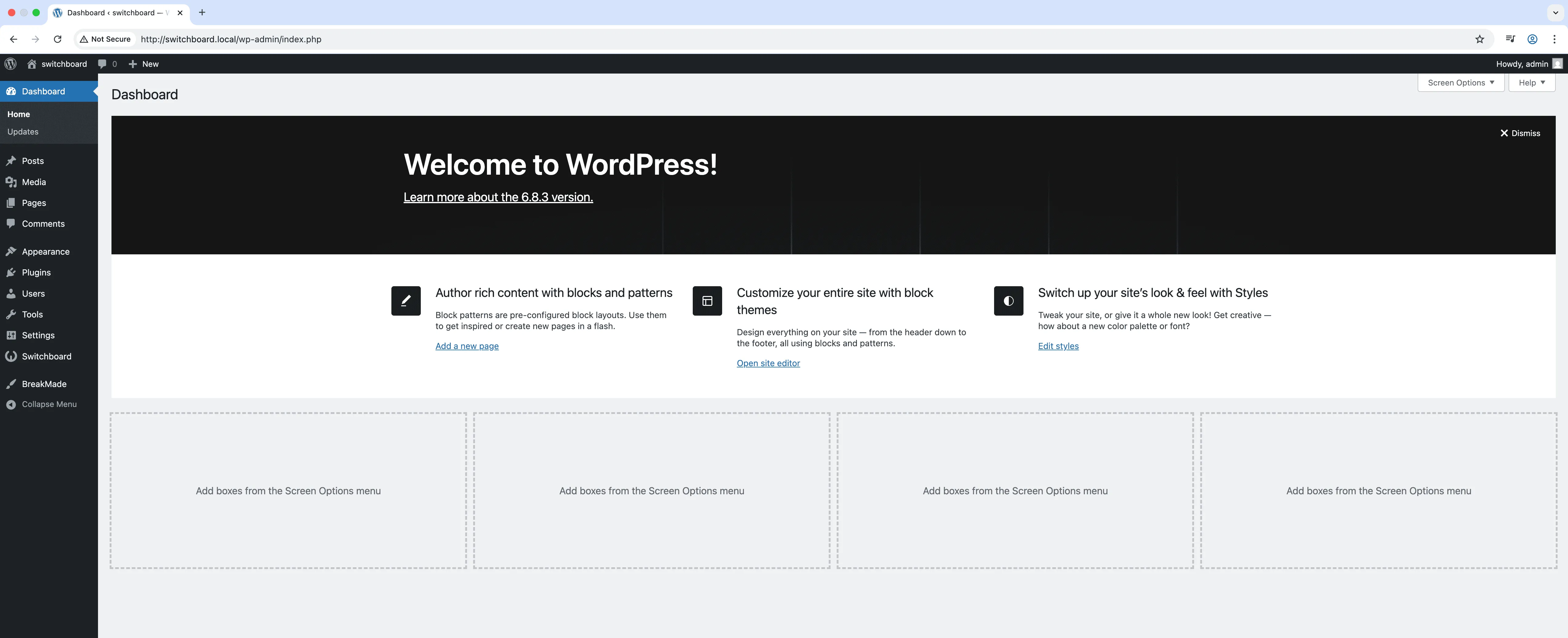 After - Disable Dashboard Widgets (Selective) module
