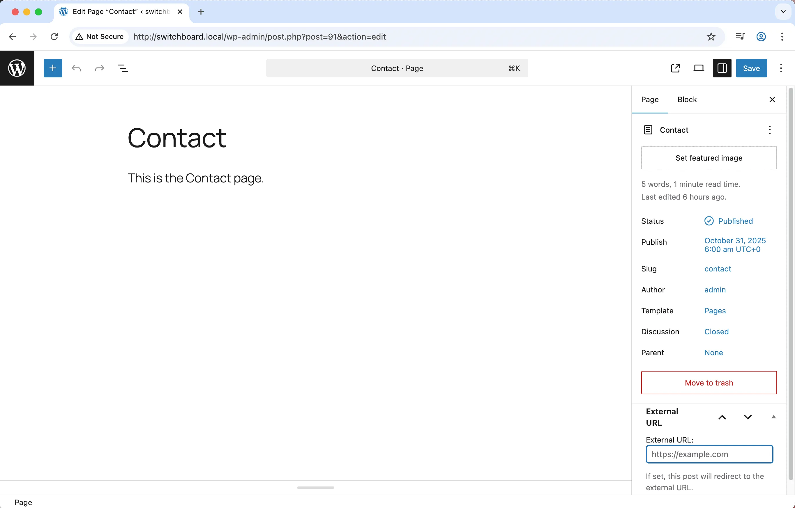 After (pages) - External Permalinks module