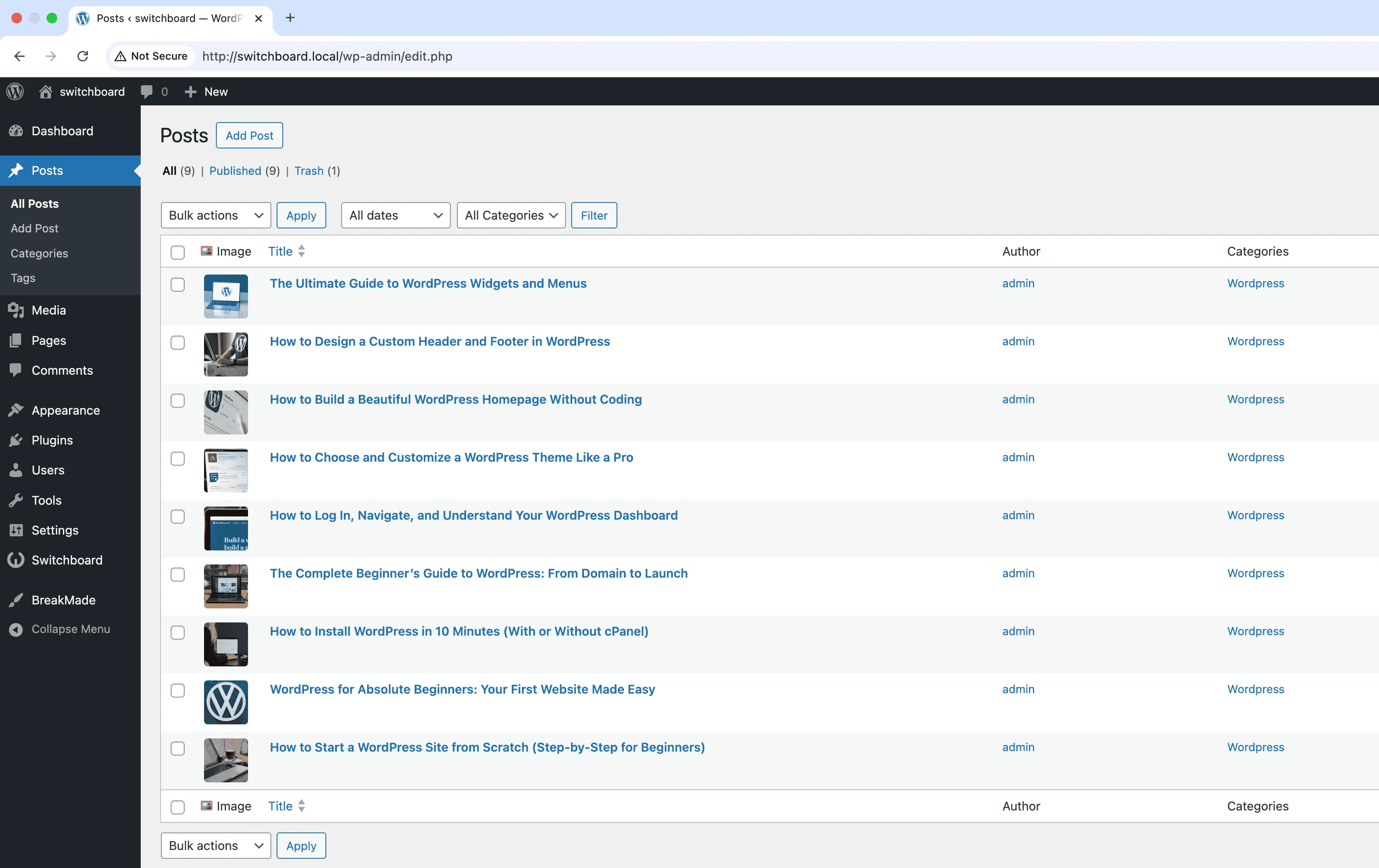 After (posts) - Featured Image Column module