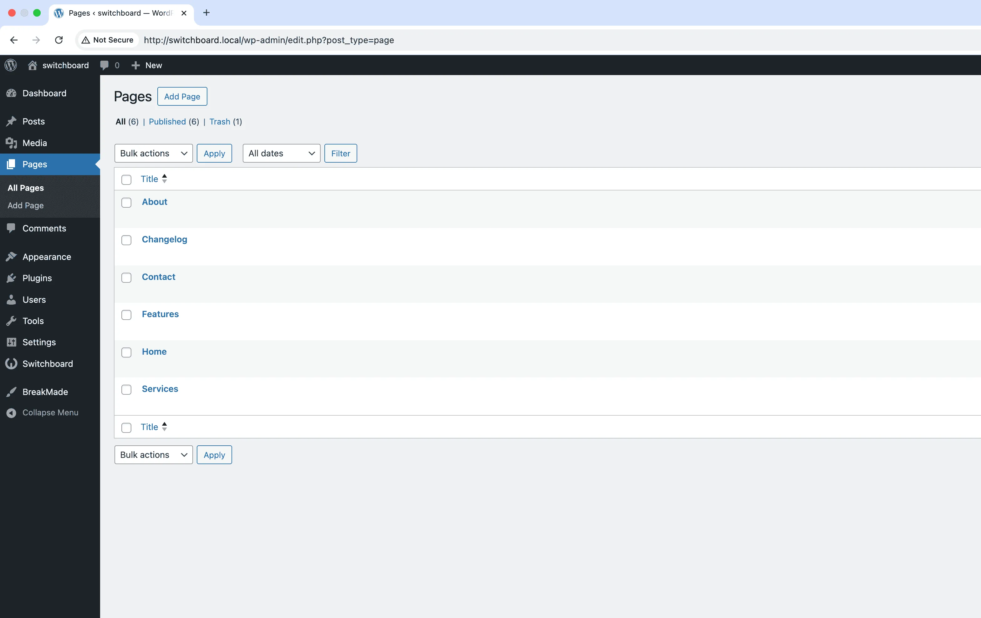 Before (pages) - Featured Image Column module