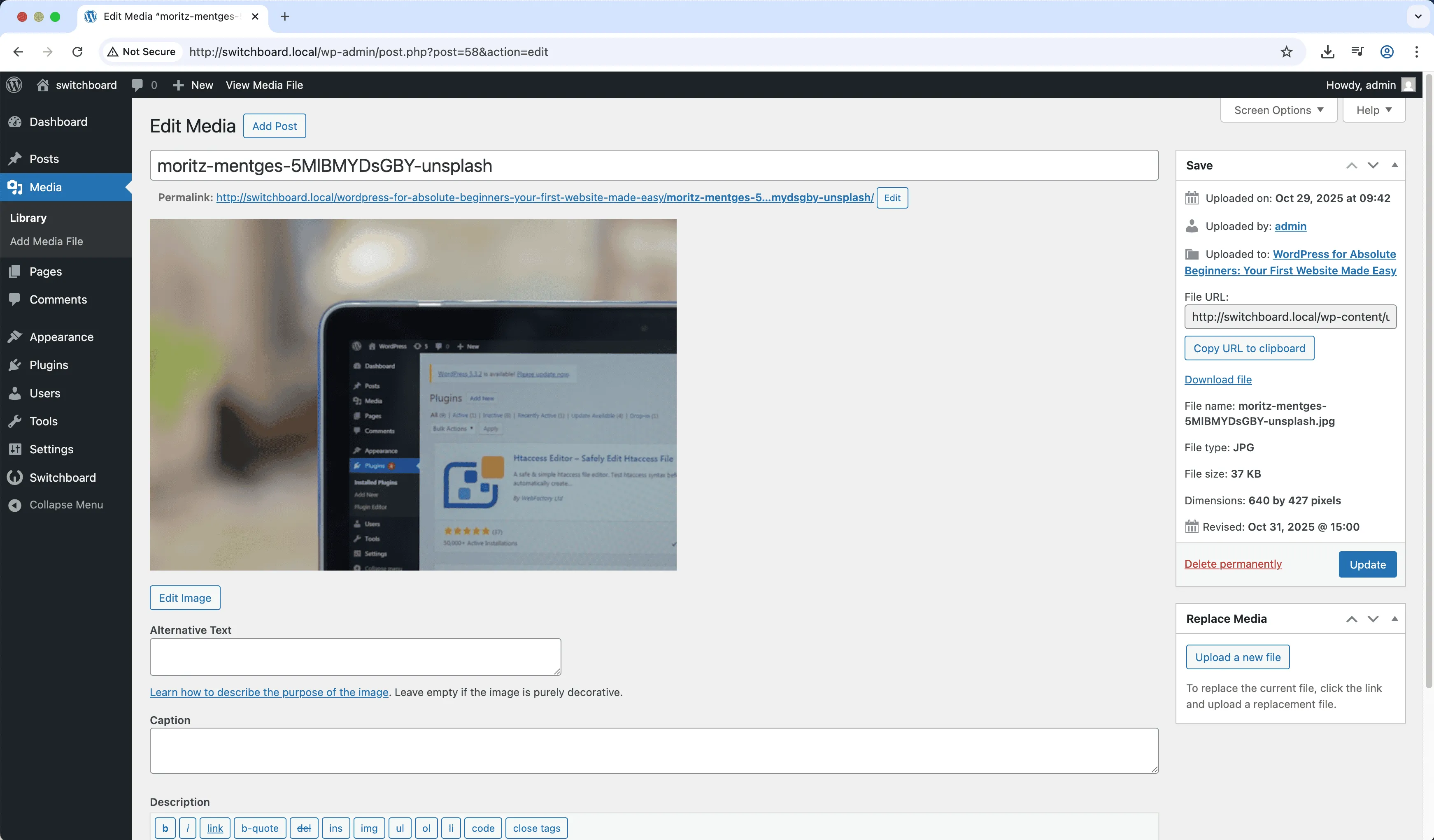 Settings 1 - Media Replacement module