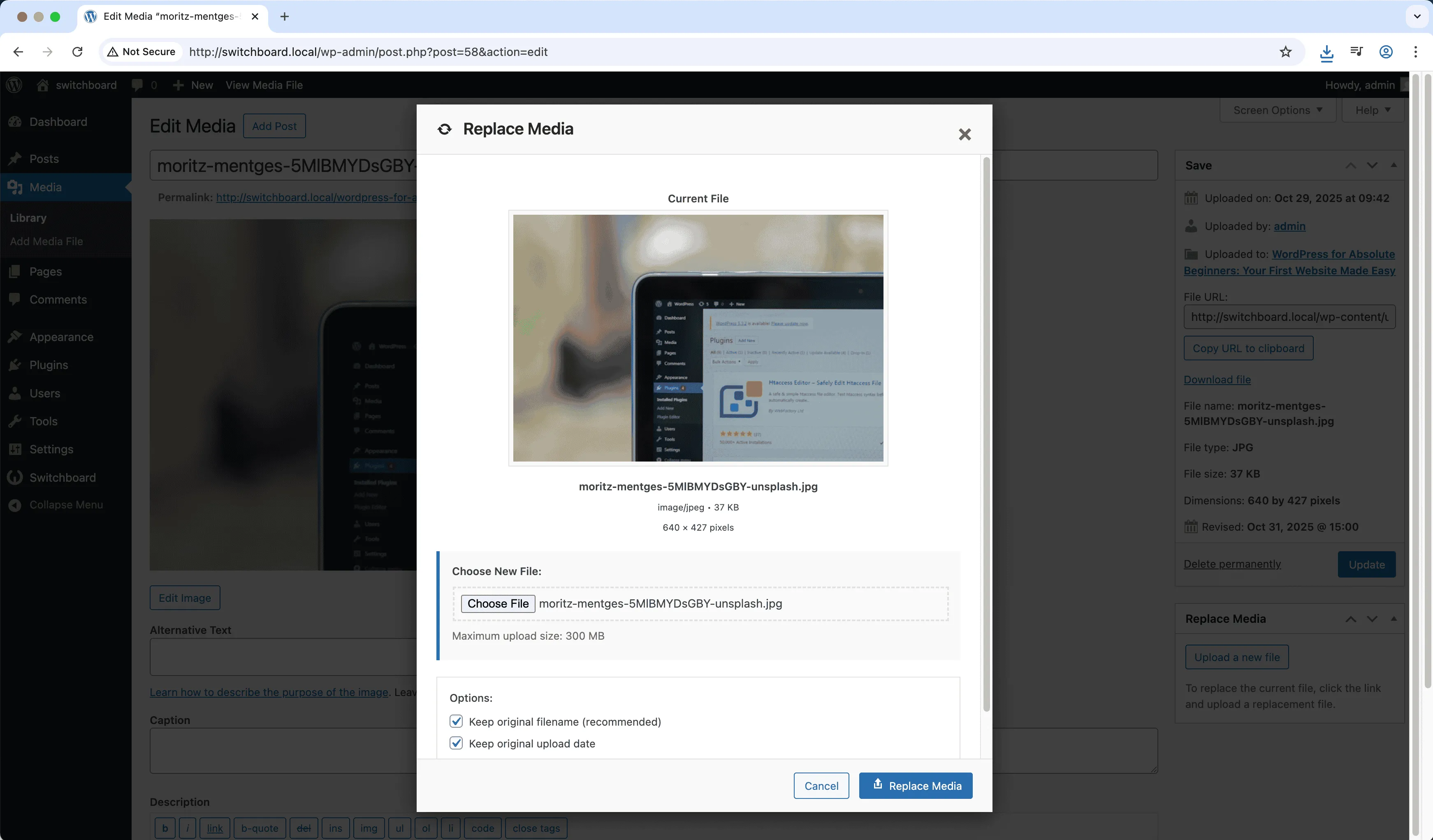 Settings 2 - Media Replacement module