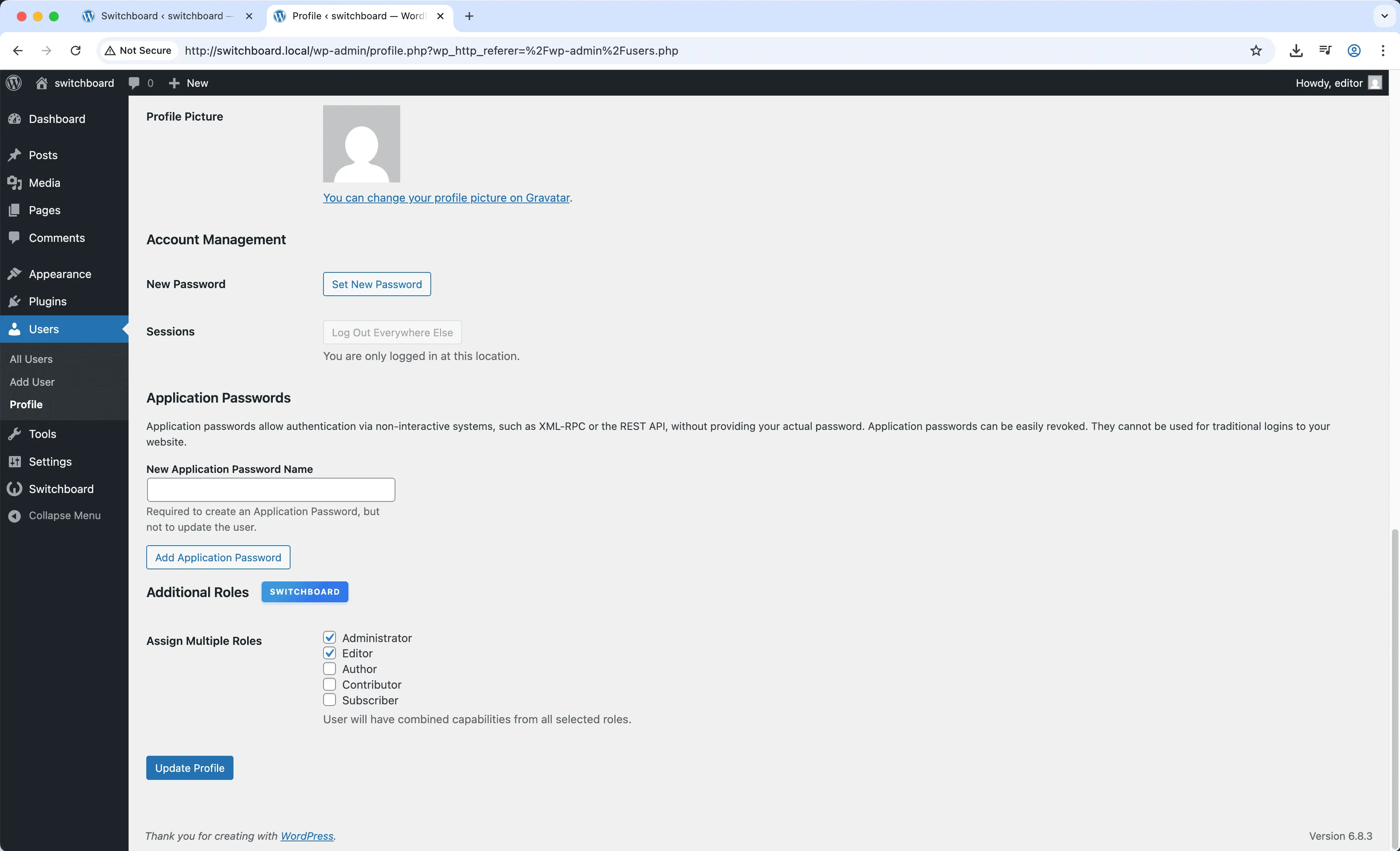 After - Multiple User Roles module