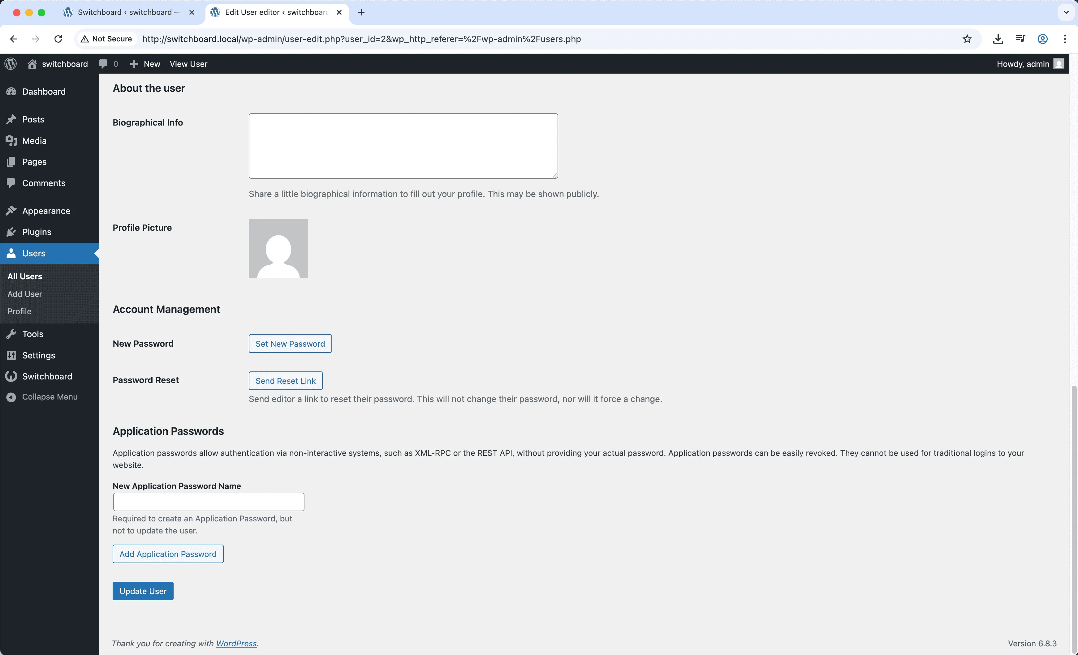 Before - Multiple User Roles module
