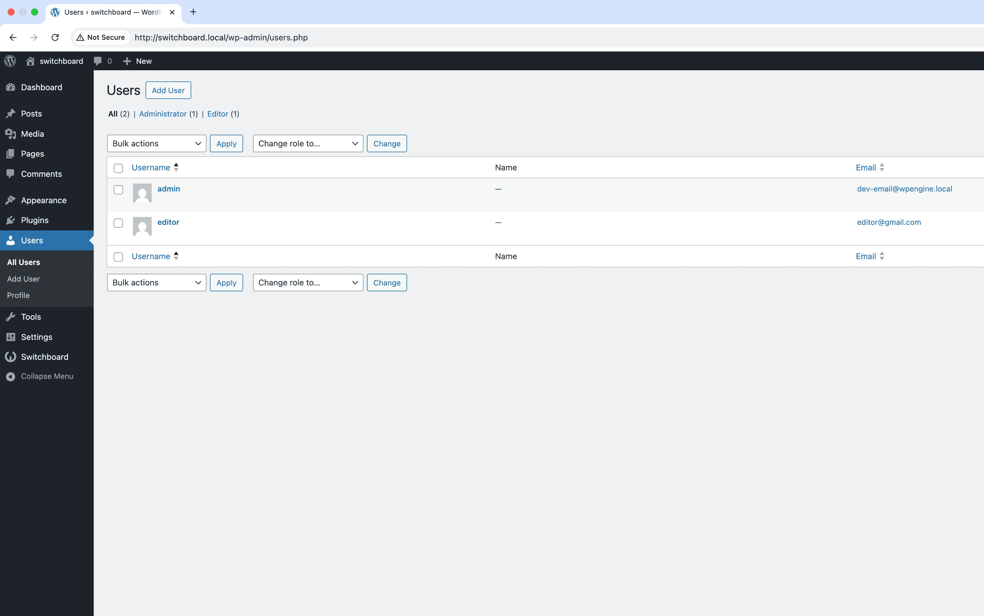 Before (users) - Show IDs module