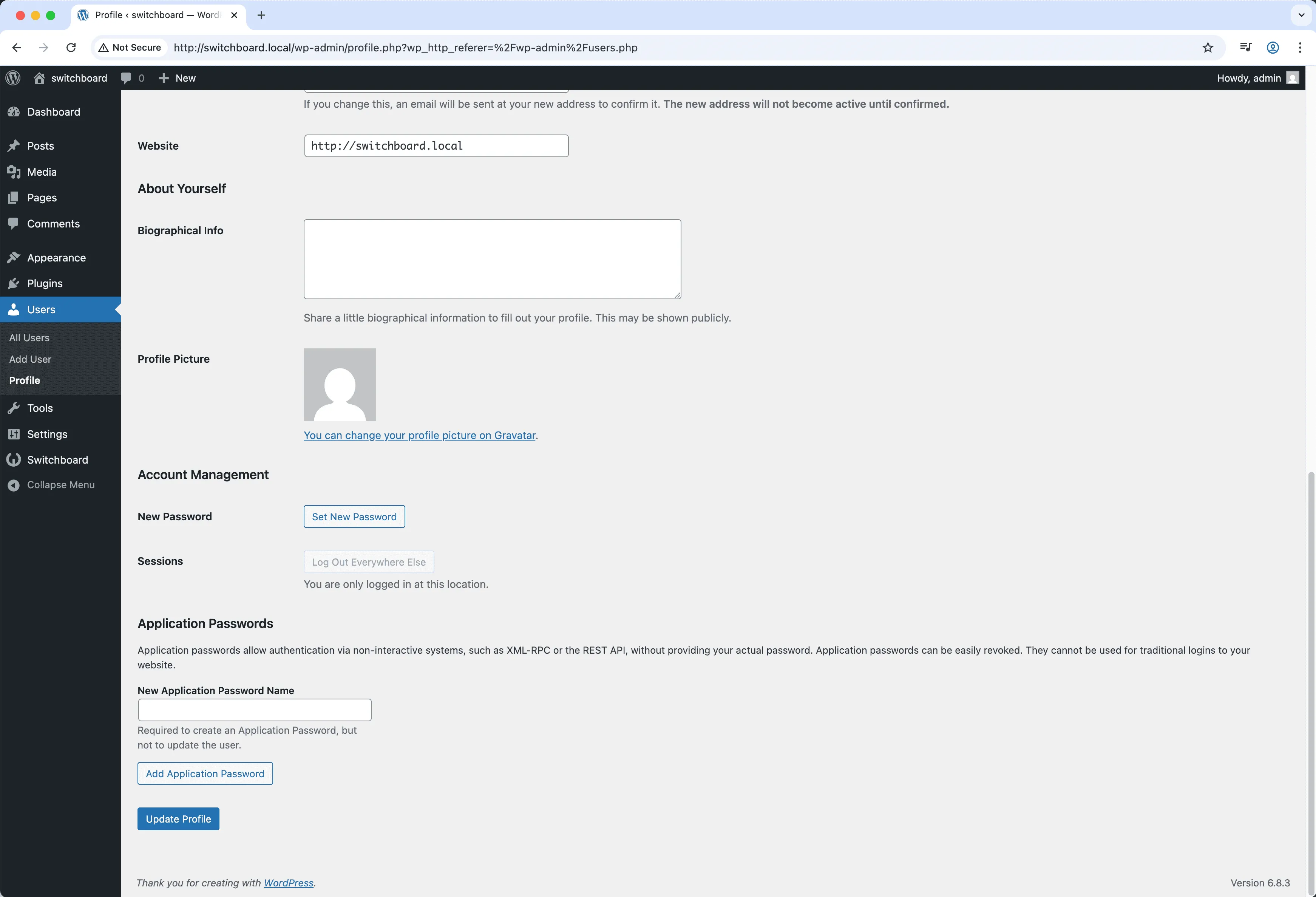 Before - User Meta Display module