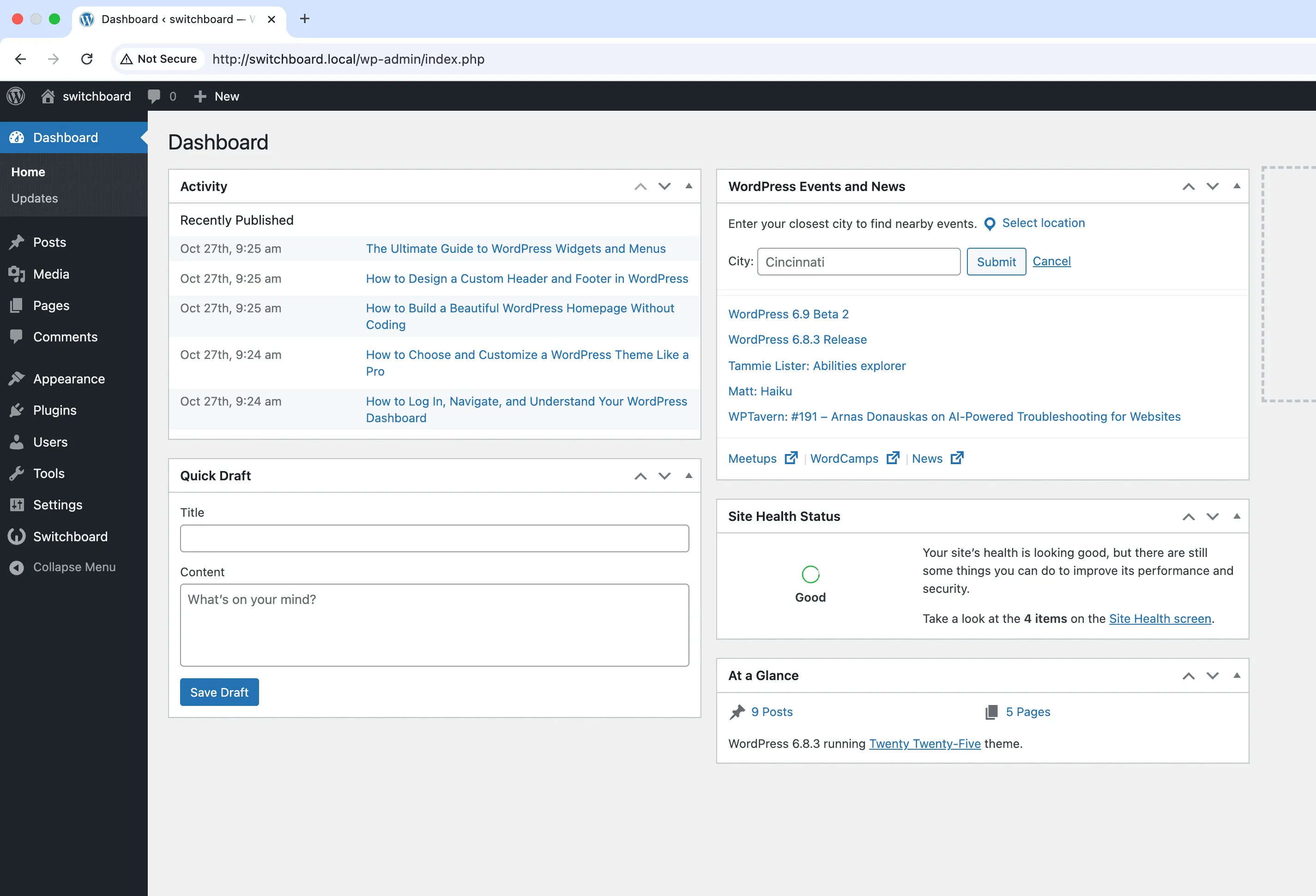 Before - Wider Admin Menu module